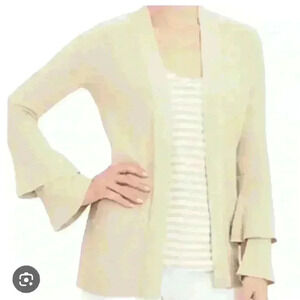 J. Crew Tiered Ruffle Bell Sleeve Tan Cardigan - M